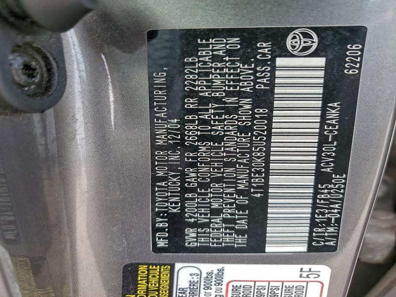 4T1BE30K85U520018 - 2005 TOYOTA CAMRY LE GRAY photo 12