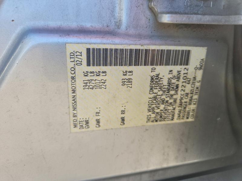 1N4AL2AP9CC221012 - 2012 NISSAN ALTIMA BASE Gümüş foto 12
