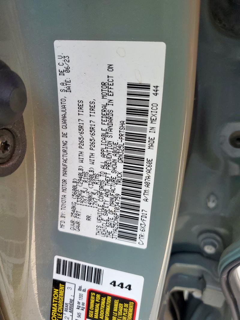 3TYAZ5CN6PT034759 - 2023 TOYOTA TACOMA DOUBLE CAB GREEN photo 12