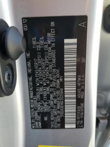 5TDZA3EH6CS025846 - 2012 TOYOTA HIGHLANDER BASE 银色 照片 13