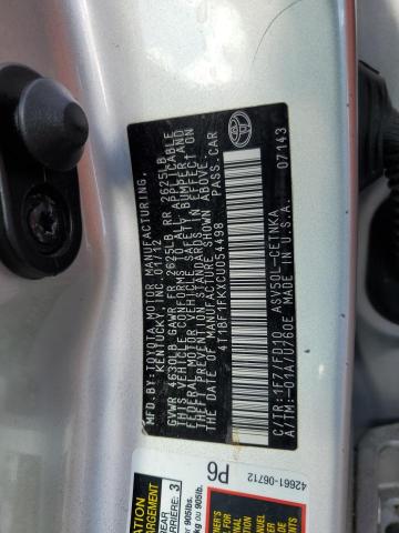 4T1BF1FKXCU054498 - 2012 TOYOTA CAMRY BASE SILVER photo 12