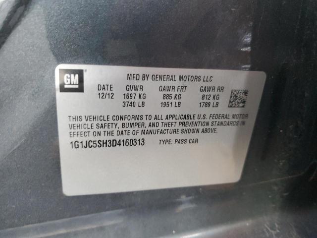 1G1JC5SH3D4160313 - 2013 CHEVROLET SONIC LT Сұр фото 12