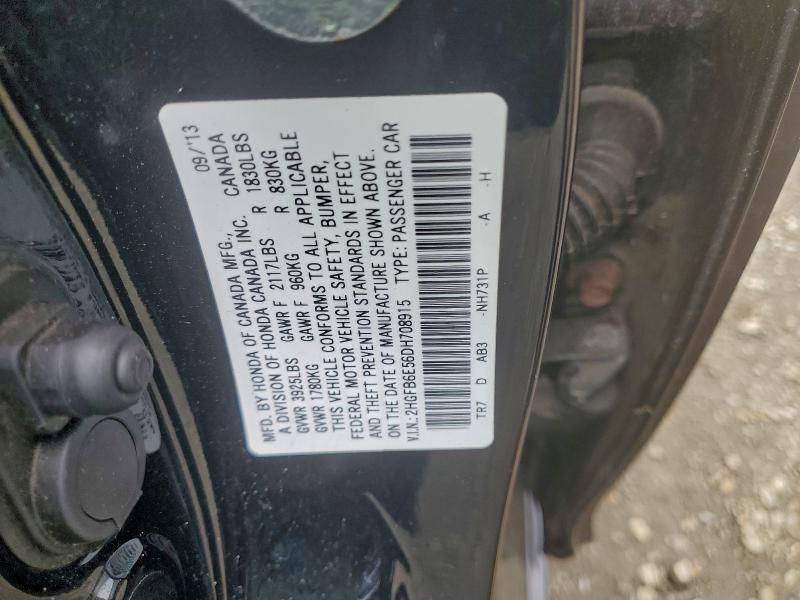 2HGFB6E56DH708915 - 2013 HONDA CIVIC SI BLACK photo 12