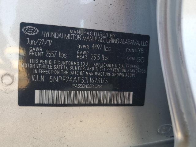 5NPE24AF5JH623175 - 2018 HYUNDAI SONATA SE 银色 照片 12