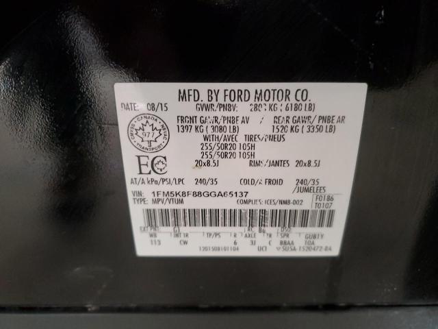 1FM5K8F88GGA65137 - 2016 FORD EXPLORER LIMITED BLACK photo 13