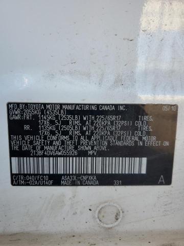 2T3BF4DV6AW055926 - 2010 TOYOTA RAV4 白色 照片 13