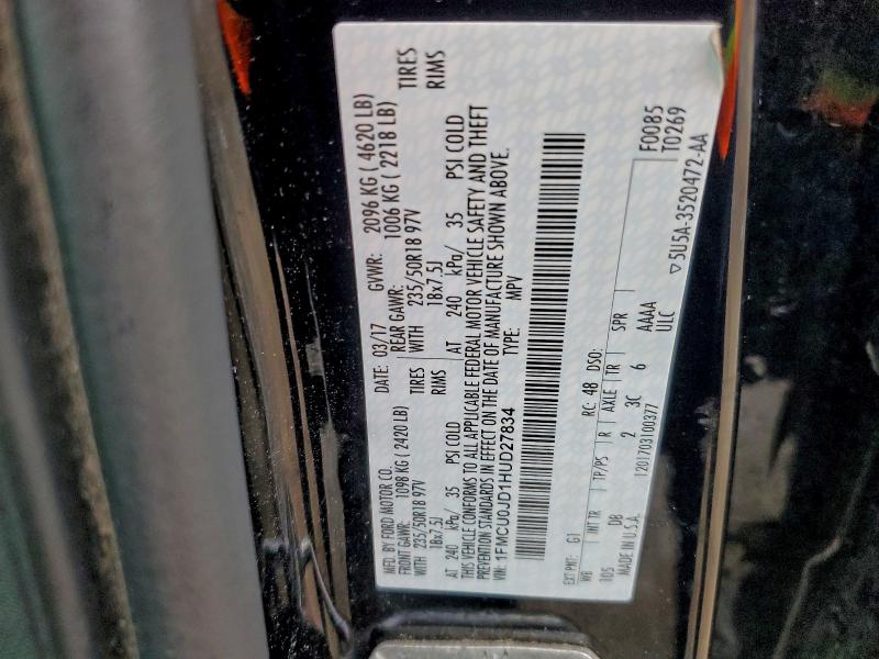 1FMCU0JD1HUD27834 - 2017 FORD ESCAPE TITANIUM BLACK photo 13