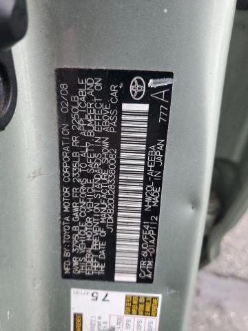 JTDKB20U283380082 - 2008 TOYOTA PRIUS GREEN photo 13