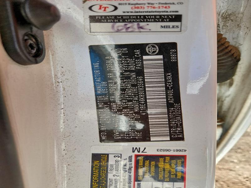 4T1BE46K89U835646 - 2009 TOYOTA CAMRY BASE WHITE photo 13