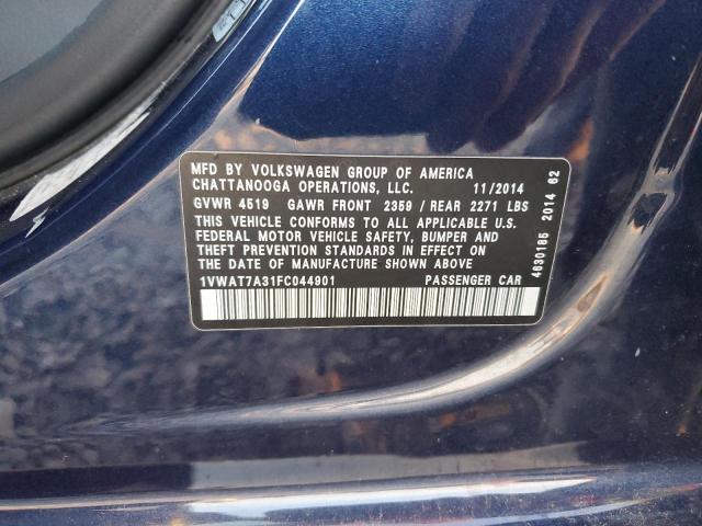 1VWAT7A31FC044901 - 2015 VOLKSWAGEN PASSAT S BLUE photo 13
