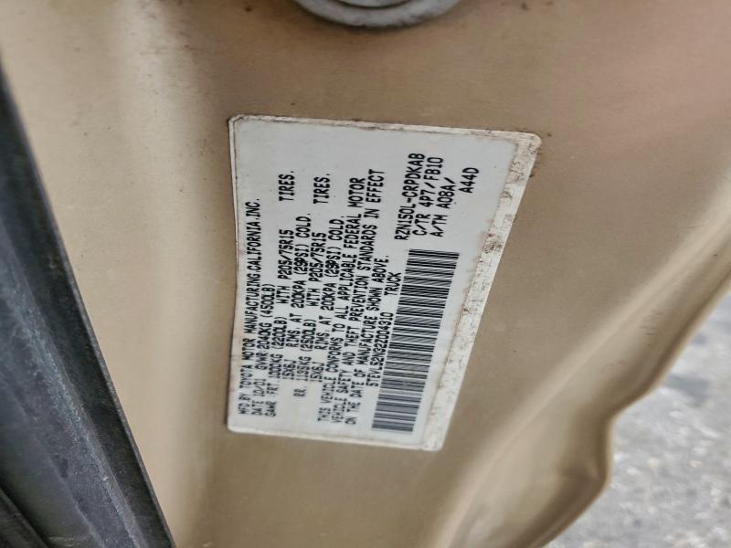 5TEVL52N32Z004310 - 2002 TOYOTA TACOMA XTRACAB ოქროსფერი ფოტო 12