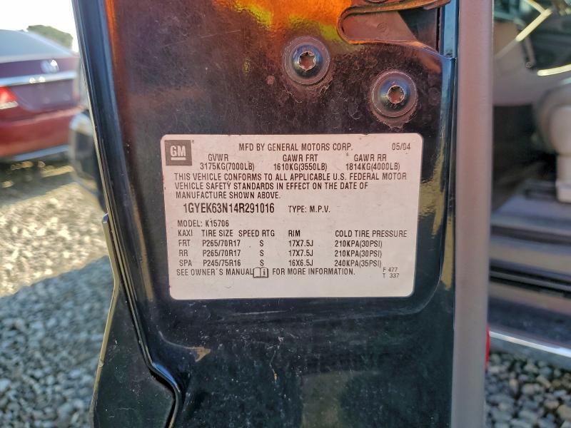 1GYEK63N14R291016 - 2004 CADILLAC ESCALADE LUXURY Czarny zdjęcie 14