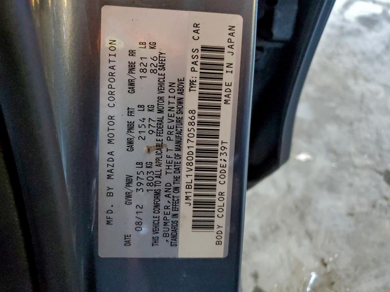 JM1BL1V80D1705868 - 2013 MAZDA 3 I GRAY photo 13