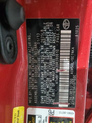 4T4BF1FK2DR280610 - 2013 TOYOTA CAMRY L RED photo 13