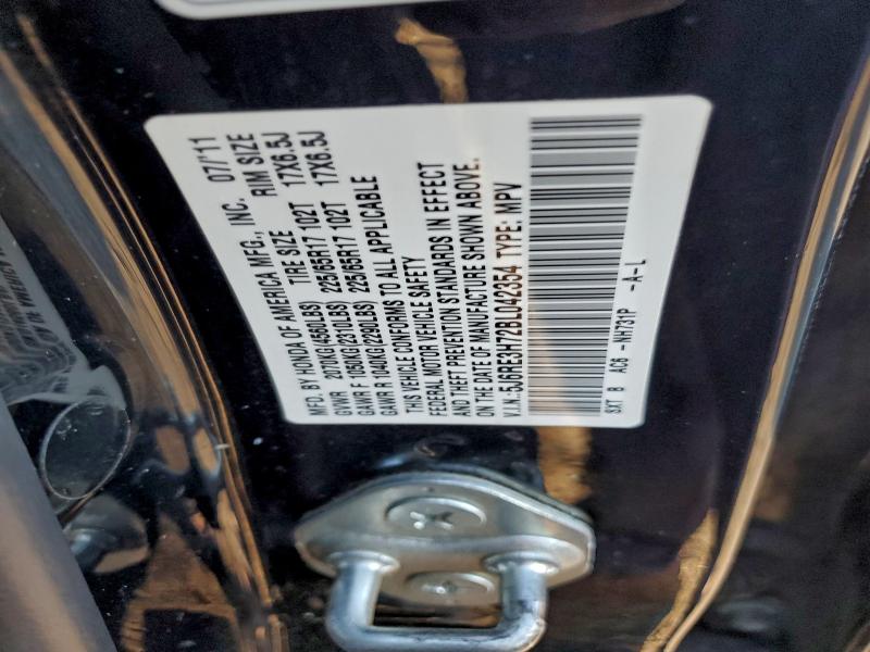 5J6RE3H72BL042354 - 2011 HONDA CR-V EXL BLACK photo 13