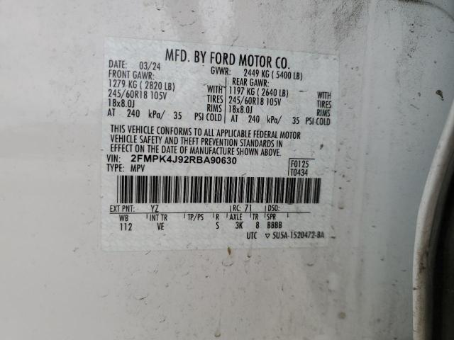 2FMPK4J92RBA90630 - 2024 FORD EDGE SEL 白色 照片 14