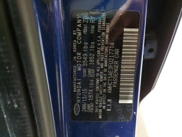 KMHCT5AE3FU217714 - 2015 HYUNDAI ACCENT GS ლურჯი ფოტო 12