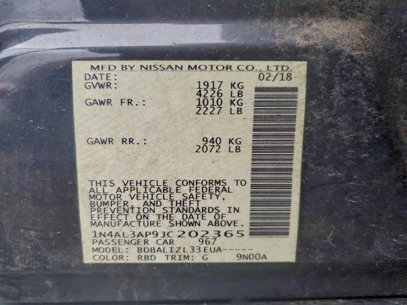 1N4AL3AP9JC202365 - 2018 NISSAN ALTIMA 2.5 Graphit Foto 12