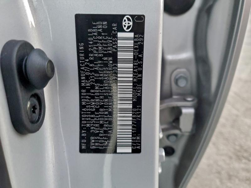 5YFB4MDE6RP197303 - 2024 TOYOTA COROLLA LE ვერცხლისფერი ფოტო 12