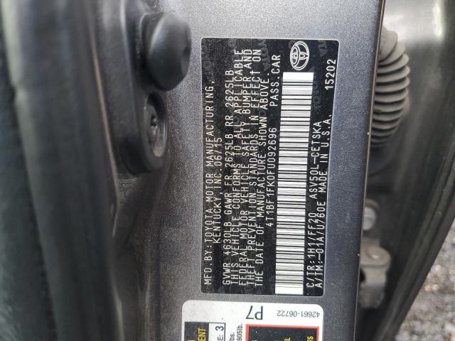 4T1BF1FK0FU092696 - 2015 TOYOTA CAMRY LE Մոխրագույն լուսանկար 12
