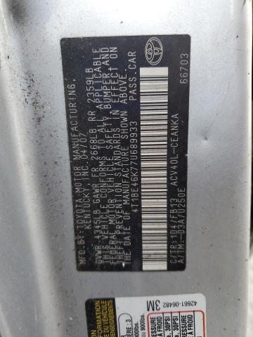 4T1BE46K77U689933 - 2007 TOYOTA CAMRY CE 银色 照片 12
