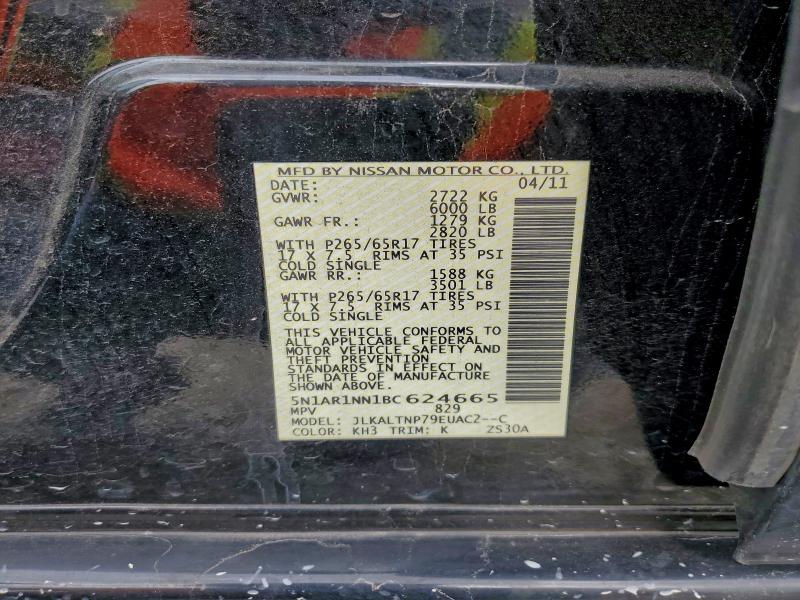 5N1AR1NN1BC624665 - 2011 NISSAN PATHFINDER S 黑色 照片 13