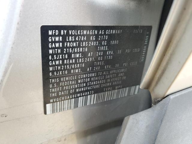 WVGCV3AX6EW549973 - 2014 VOLKSWAGEN TIGUAN S SILVER photo 13