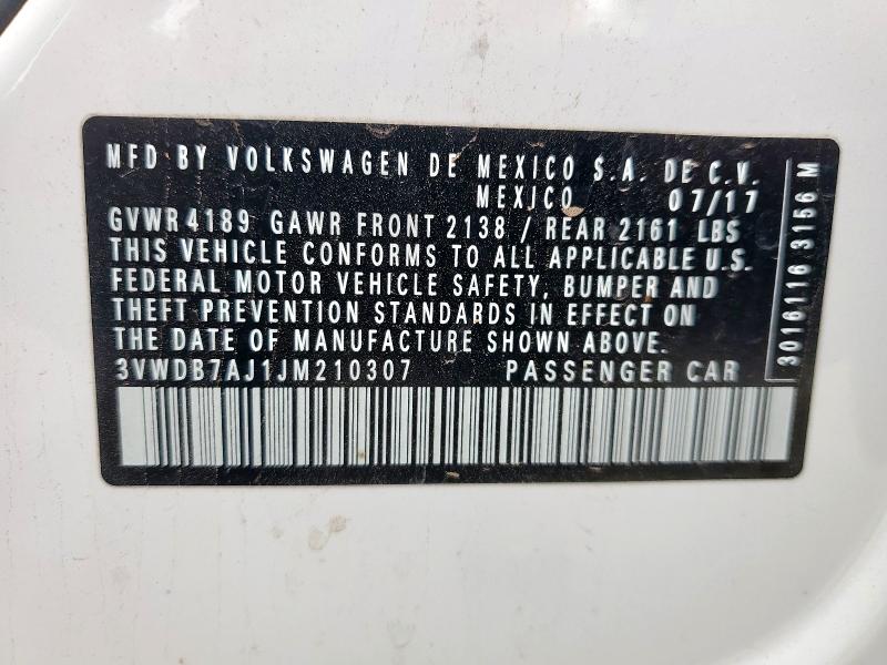 3VWDB7AJ1JM210307 - 2018 VOLKSWAGEN JETTA SE Ağ foto 12