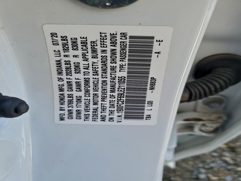 19XFC2F69LE211055 - 2020 HONDA CIVIC LX WHITE photo 12
