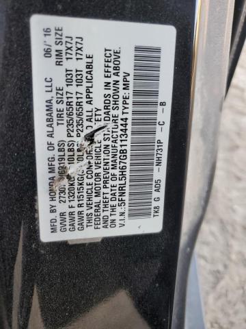 5FNRL5H67GB113444 - 2016 HONDA ODYSSEY EXL BLACK photo 12