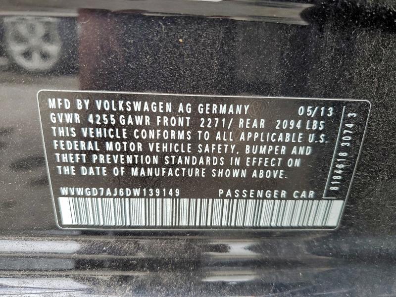 WVWGD7AJ6DW139149 - 2013 VOLKSWAGEN GTI 黑色 照片 13