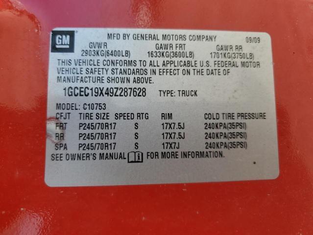 1GCEC19X49Z287628 - 2009 CHEVROLET SILVERADO C1500 RED photo 12