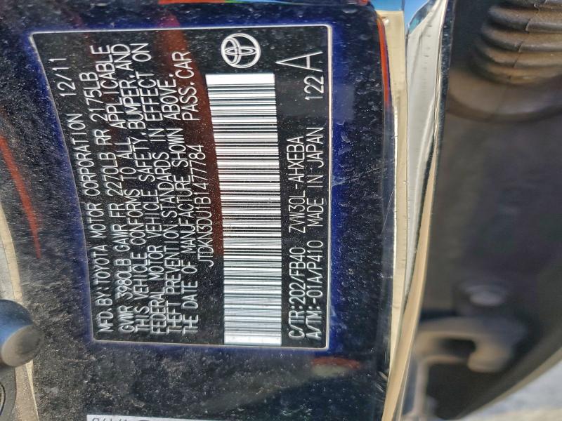 JTDKN3DU1B1477784 - 2011 TOYOTA PRIUS BLACK photo 12