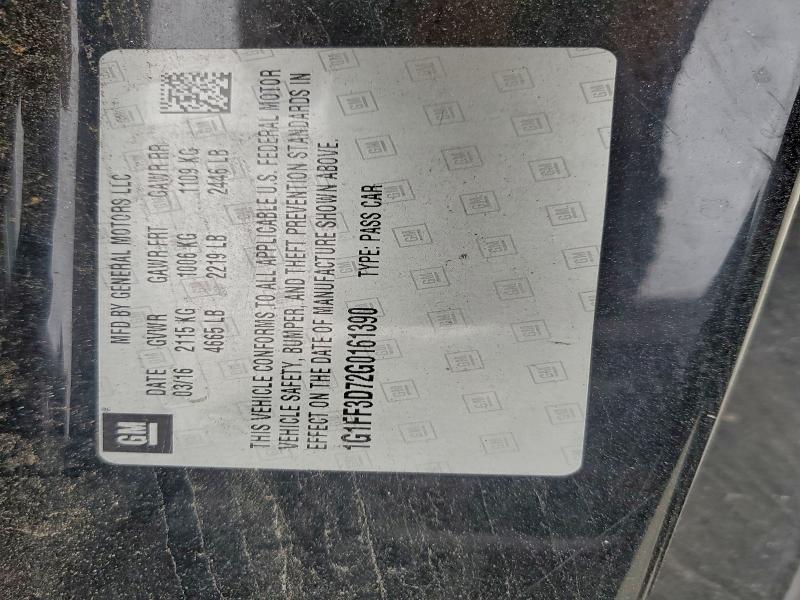 1G1FF3D72G0161390 - 2016 CHEVROLET CAMARO SS BLACK photo 12