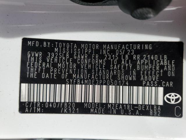 5YFB4MDE3PP050174 - 2023 TOYOTA COROLLA LE თეთრი ფოტო 12