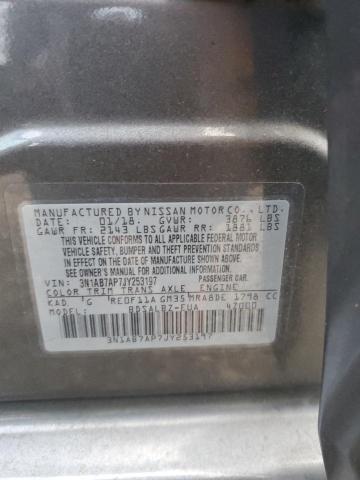 3N1AB7AP7JY253197 - 2018 NISSAN SENTRA S GRAY photo 12