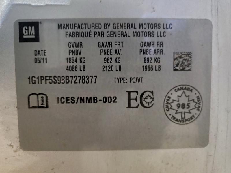 1G1PF5S98B7278377 - 2011 CHEVROLET CRUZE LT SILVER photo 12