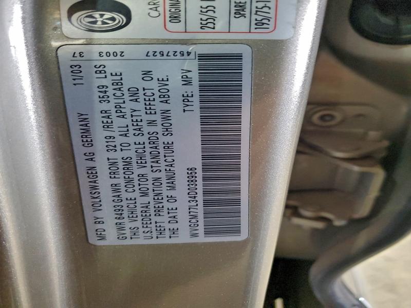 WVGCM77L34D038956 - 2004 VOLKSWAGEN TOUAREG 4.2 金色 照片 12