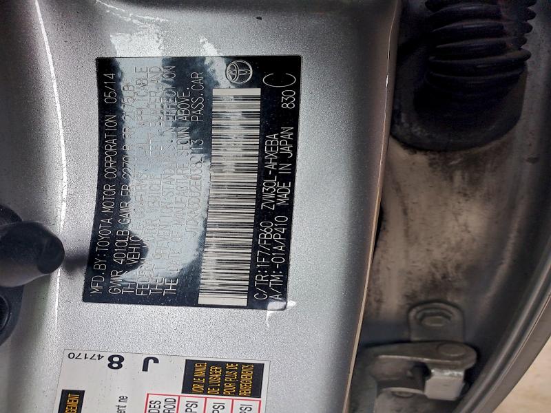 JTDKN3DU2E0382113 - 2014 TOYOTA PRIUS Plata foto 12