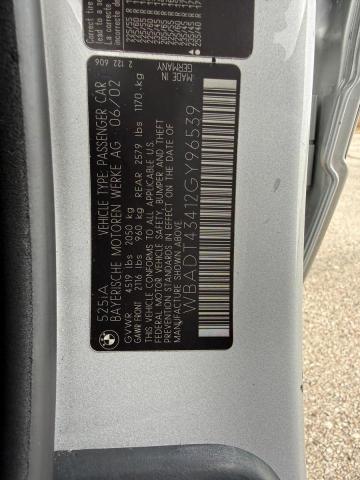 WBADT43412GY96539 - 2002 BMW 525 I AUTOMATIC SILVER photo 10