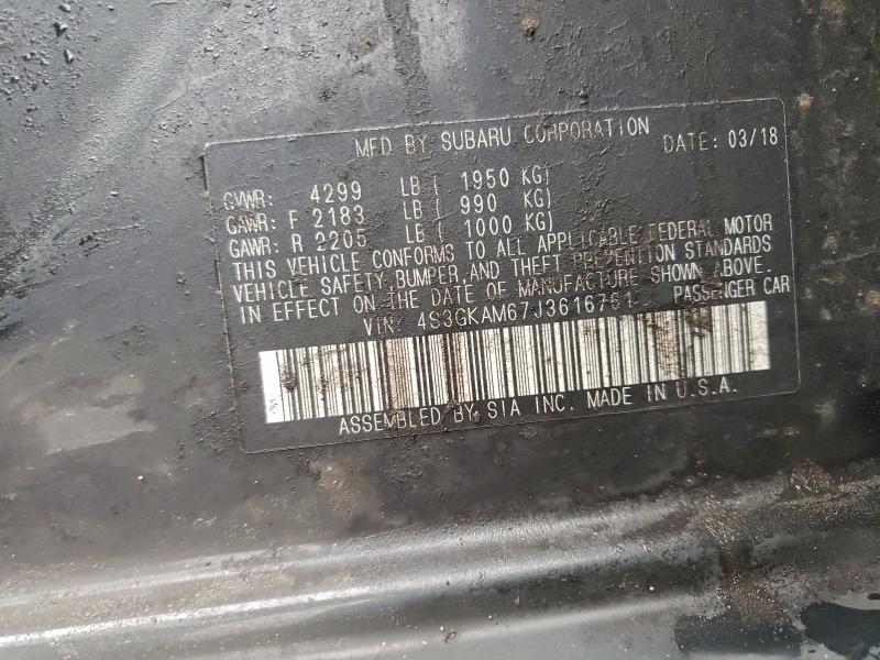 4S3GKAM67J3616761 - 2018 SUBARU IMPREZA SPORT Սև լուսանկար 12