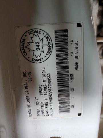 1HGCM65567A800560 - 2007 HONDA ACCORD EX WHITE photo 12