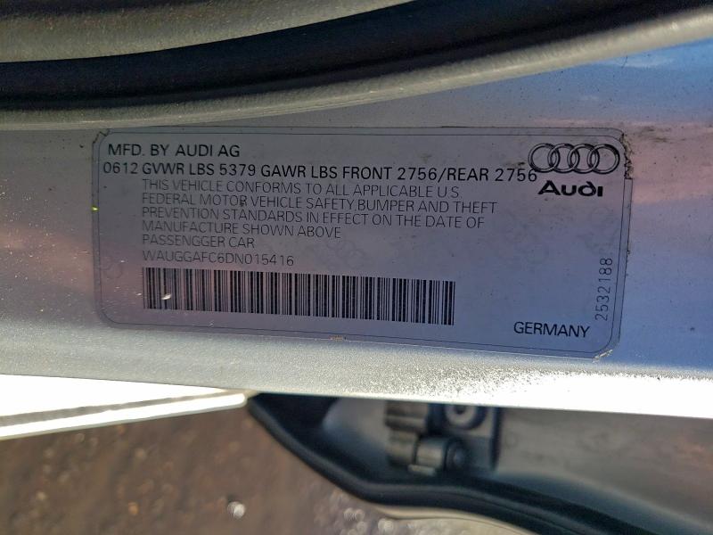 WAUGGAFC6DN015416 - 2013 AUDI A6 PREMIUM PLUS فضي صورة 12