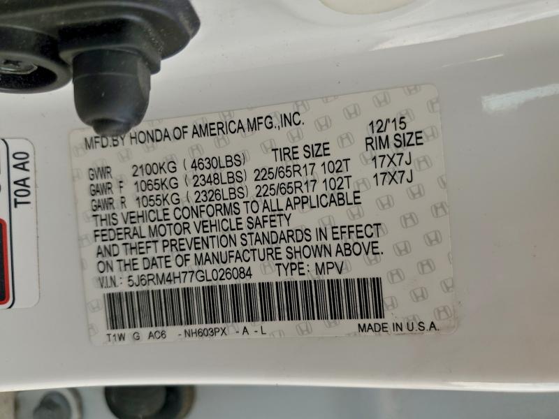 5J6RM4H77GL026084 - 2016 HONDA CR-V EXL 白色 照片 13