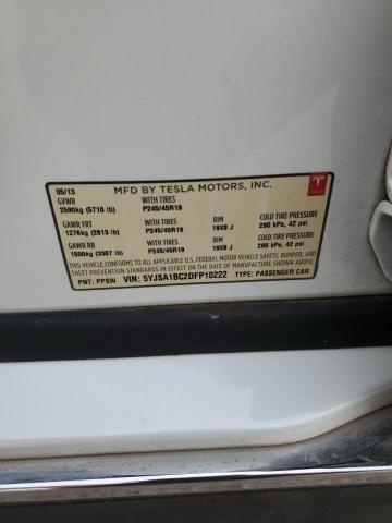 5YJSA1BC2DFP10222 - 2013 TESLA MODEL S Սպիտակ լուսանկար 12