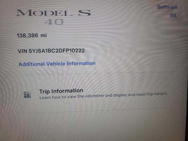 5YJSA1BC2DFP10222 - 2013 TESLA MODEL S Սպիտակ լուսանկար 9