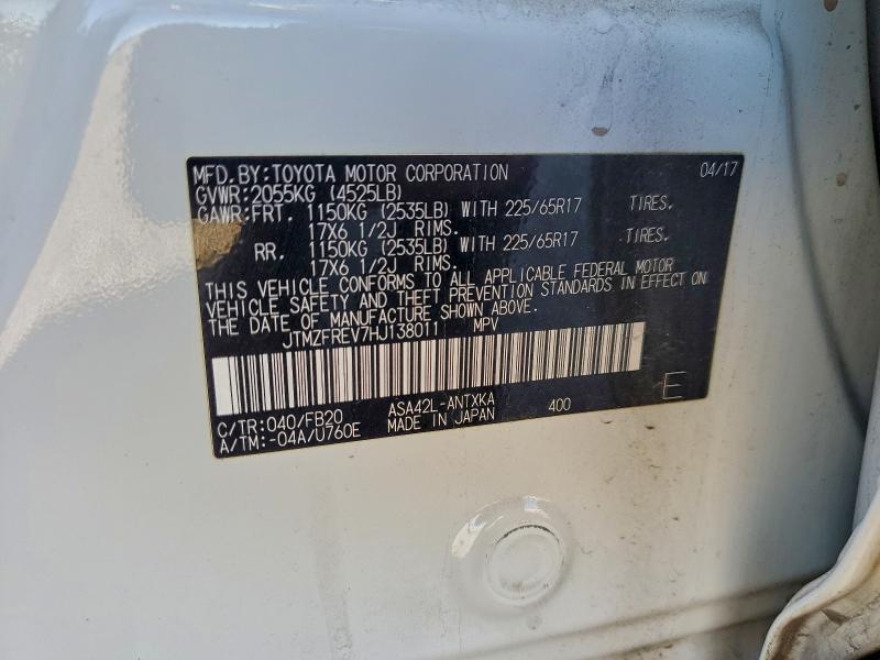 JTMZFREV7HJ138011 - 2017 TOYOTA RAV4 LE WHITE photo 14