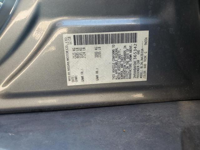 1N4AA6AV1KC365342 - 2019 NISSAN MAXIMA S ნაცრისფერი ფოტო 12