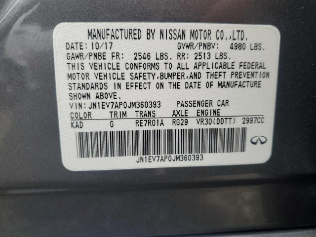 JN1EV7AP0JM360393 - 2018 INFINITI Q50 LUXE CHARCOAL photo 12