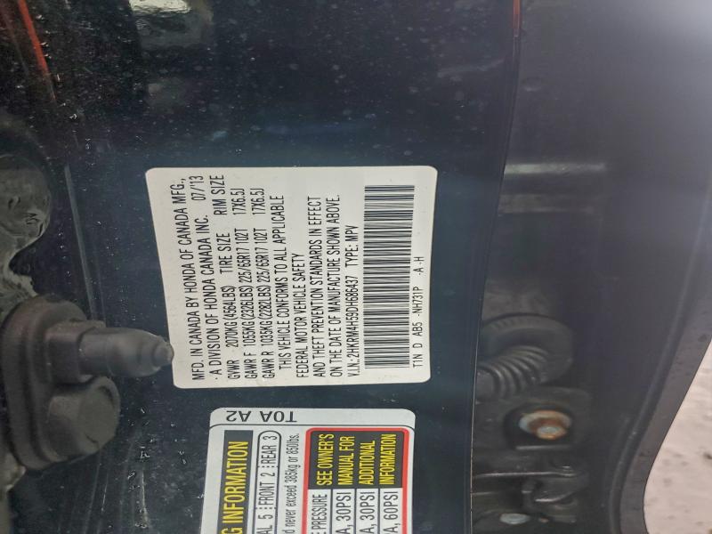 2HKRM4H59DH686437 - 2013 HONDA CR-V EX BLACK photo 12